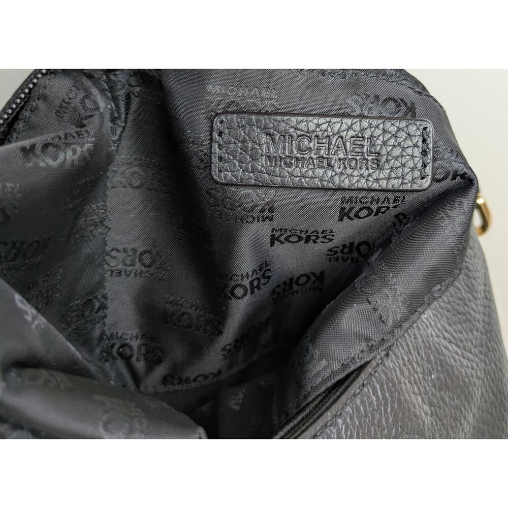 Michael Kors Acorn Shoulder Bag Black Pebbled Leather Gold Chain Link Tassel - Picture 10 of 12